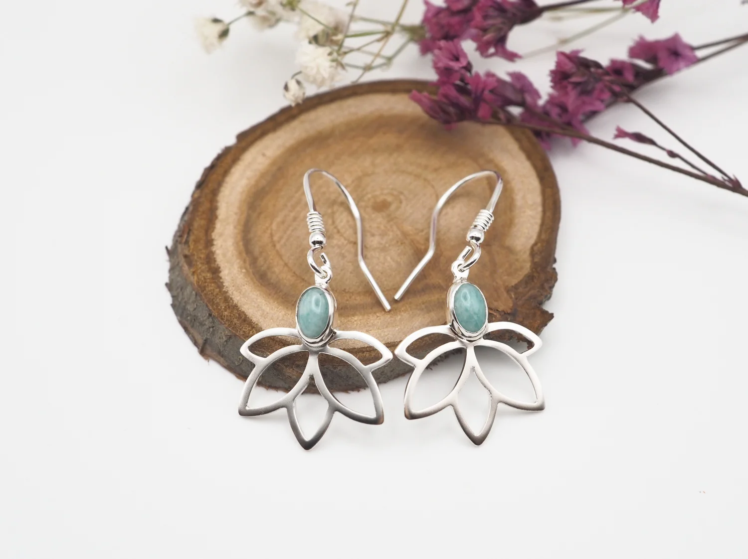 Wiszące lotosy z amazonitami